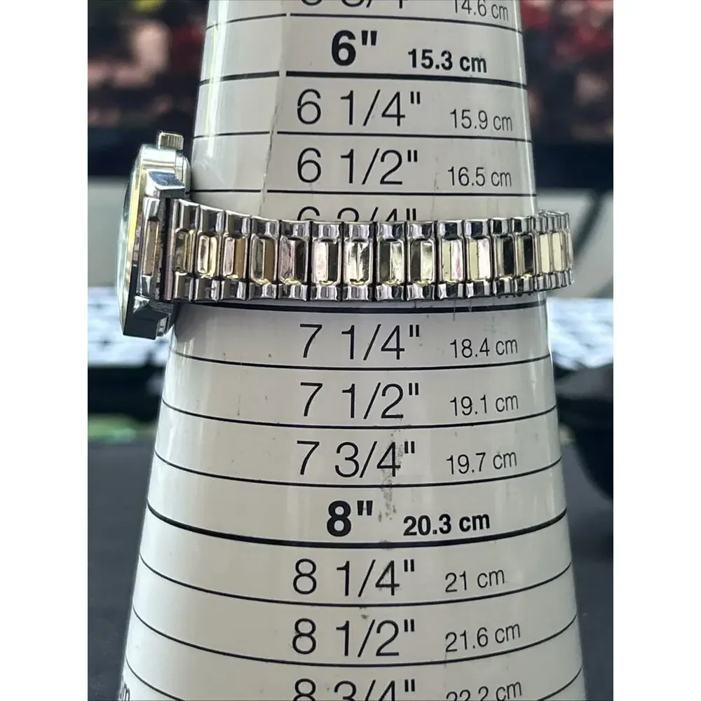 Accutime Two Tone Women’s Stretch Band Quartz Watch